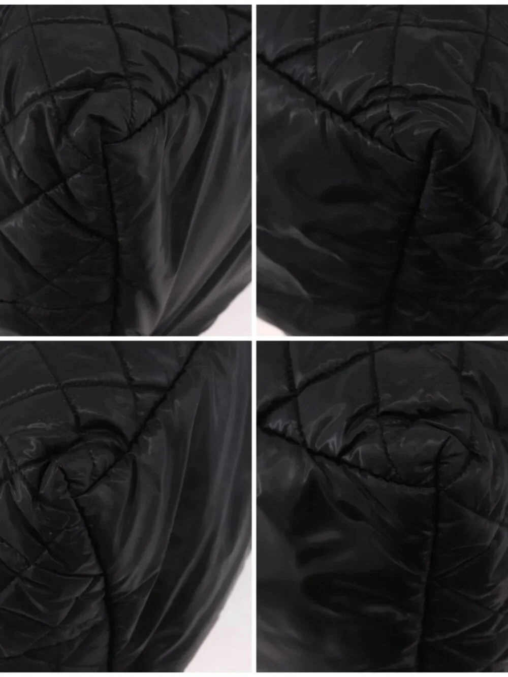 CHANEL Cococoon Tote Bag Nylon Black Silver CC Auth BA13097